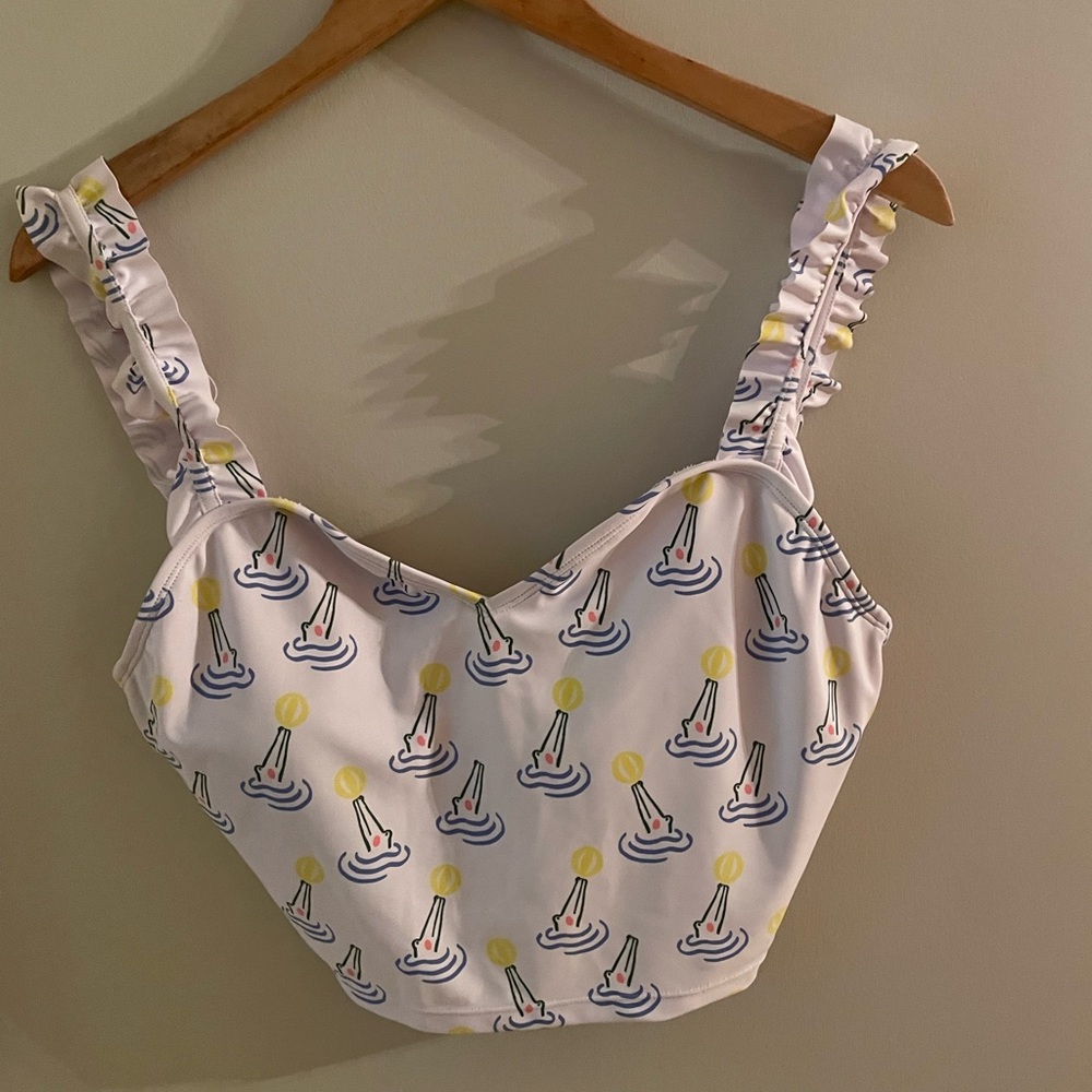 Kortni Jeane Alligator Print Ruffle Strap Swim Top